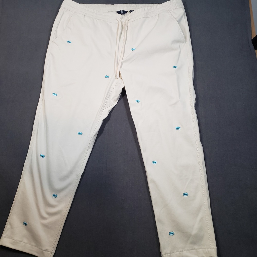 Lands' End Pull On Pants‎ Mens XXL Off White Crab Embroidered Drawstring 5